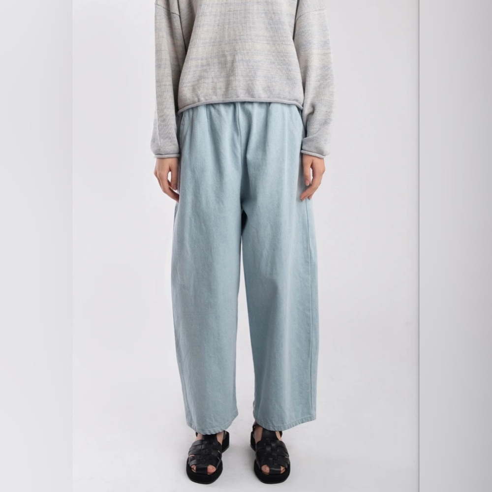 Micaela Greg Barrel Pant, Sky Blue, Denim, Medium, NWT